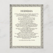Das Gedicht der Desiderata von Max Ehrmann Postkarte (Vorderseite)