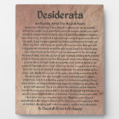 Das Gedicht Desiderata auf dem roten Planeten Ston Fotoplatte (Vorderseite)