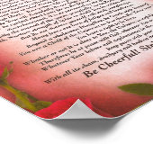 Das Gedicht Desiderata mit Rote Rosen für die Mama Poster (Ecke)