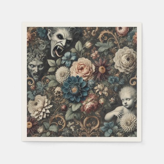 Das gefallene Kinderzimmer - Gotisches Blumendesig Serviette (Vorderseite)