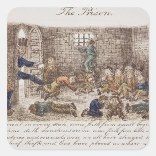 Das Gefängnis, 1858 (farbiger Stich) Quadratischer Aufkleber