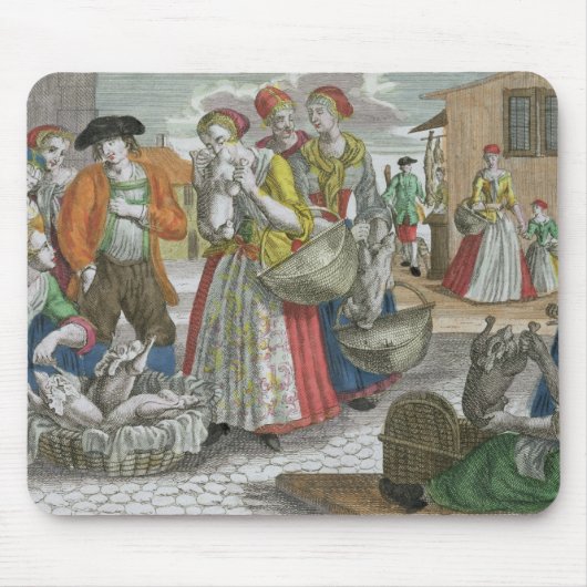 Das Geflügel vermarkten (farbiger Stich) Mousepad (Vorne)