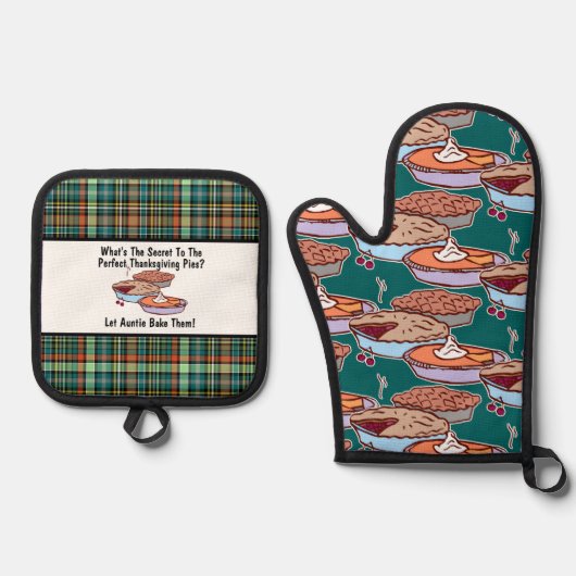 Das Geheimnis für den perfekten Erntedank Ofenhandschuh & Topflappen-Set (Vorderseite)