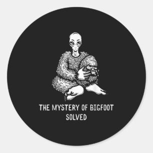 Das Geheimnis von Bigfoot löste die lustige Alien  Runder Aufkleber