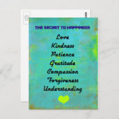 Das Geheimnis zum Glück-Typografie-Entwurf Postkarte (Vorne/Hinten)