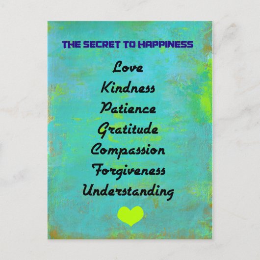 Das Geheimnis zum Glück-Typografie-Entwurf Postkarte (Vorderseite)