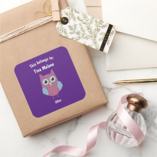 Das gehört zu "Back to School Lila Owl Lila" Quadratischer Aufkleber