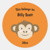 Das gehört zu "Back to School Monkey Face Orange" Runder Aufkleber (Vorderseite)