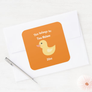 Das gehört zu "Back to School Rubber Duck Orange" Quadratischer Aufkleber