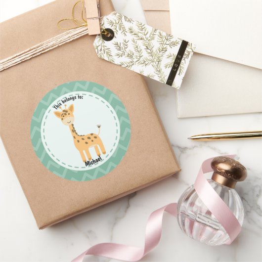 Das gehört zu "zurück zum Niedlichen Giraffennamen Runder Aufkleber (Schenken)