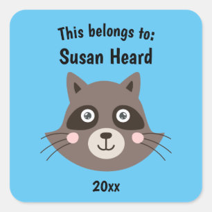 Das gehört zu "Zurück zur Schule Niedliches Raccoo Quadratischer Aufkleber