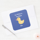 Das gehört zu "Zurück zur Schule" Rubber Duck Blue Quadratischer Aufkleber (Umschlag)