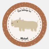 Das gehört zum "Back to School Rhino Name" Runder Aufkleber (Vorderseite)