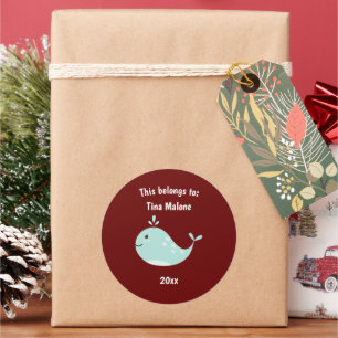 Das gehört zum "Zurück zum Whale-Maroon der Schule Runder Aufkleber