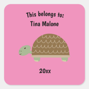 Das gehört zur Schule Niedlich Turtle Pink Quadratischer Aufkleber