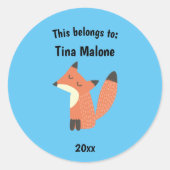 Das gehört zur Schule zurück zu Proud Fox Blue Runder Aufkleber (Vorderseite)