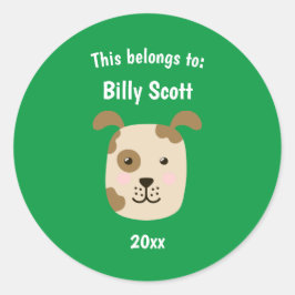 Das gehört zurück zum Puppy Face Grn der Schule Runder Aufkleber