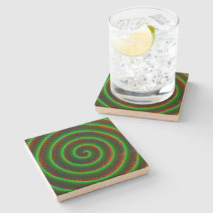 Das gekräuselte Bild und darüber das spiralförmige Steinuntersetzer