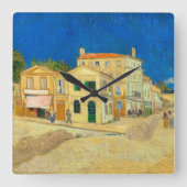 Das Gelbe Haus von Vincent Van Gogh Quadratische Wanduhr (Vorderseite)