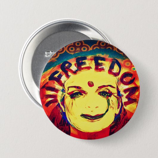 Das gelbe Lächelgesicht für Freiheit Button (Vorne & Hinten)