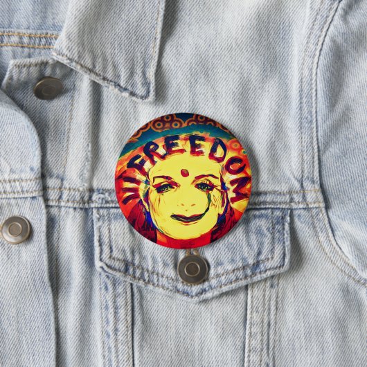 Das gelbe Lächelgesicht für Freiheit Button (Beispiel)