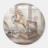 Das gelehrte Pferd springt aus einem Buch Magnet (Vorne)