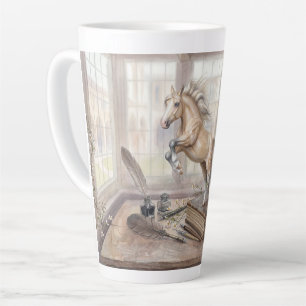 Das Gelehrte Pferd springt aus einem Buch Milchtasse