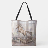 Das gelehrte Pferd springt aus einem Buch Tasche (Rückseite)
