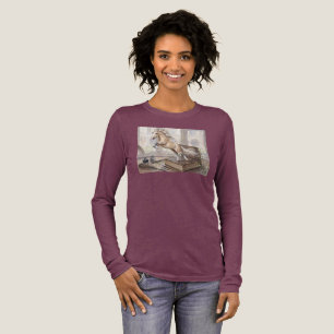 Das gelehrte Pferd springt aus einem Buch Tri-Blend Shirt
