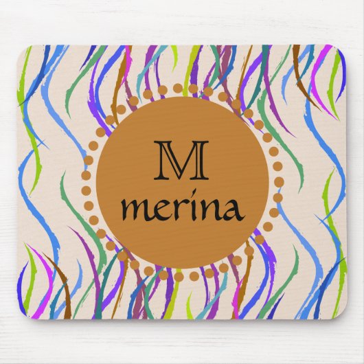 Das gemalte Monogramm kurvt dekorativen Kreis Mousepad (Vorne)