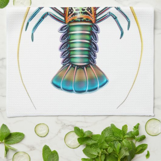 Das gemalte stacheliger Hummer-Geschirrtuch Geschirrtuch (Gefaltet)