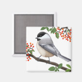 Das gemütliche Black Capped Chickadee Bird Magnet (Vorderseite/Rückseite)