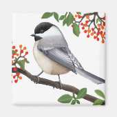 Das gemütliche Black Capped Chickadee Bird Magnet (Vorne)