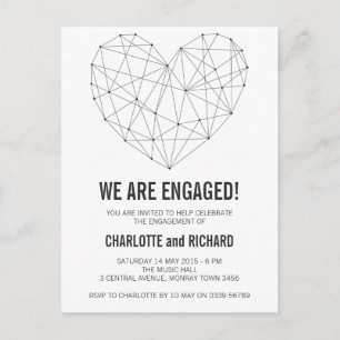 Das geometrische Herz der Engagement-Partei Einladungspostkarte