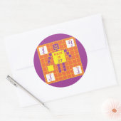 Das geometrische Sticker-Quadrat-Alter 7 Runder Aufkleber (Umschlag)