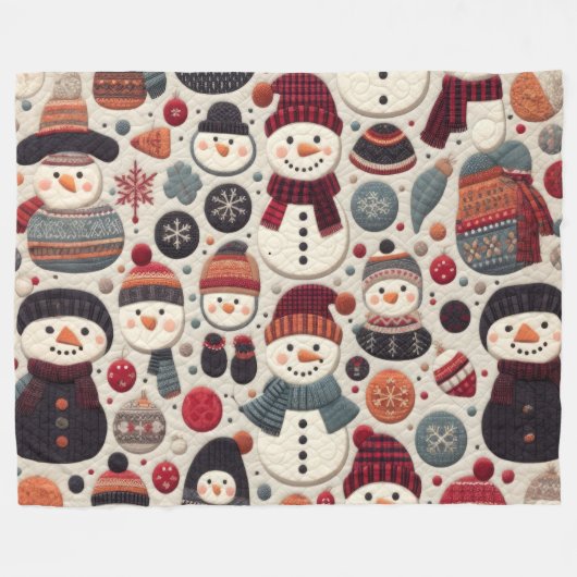 Das gequiltete Muster der Schneemänner Fleecedecke (Vorderseite (Horizontal))
