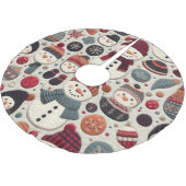 Das gequiltete Muster der Schneemänner Polyester Weihnachtsbaumdecke (Schrägansicht)