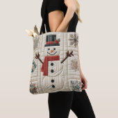 Das gequiltete Muster des Schneemans Tasche (Von Nahem)