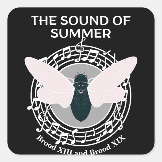 Das Geräusch des Sommers Cicada Brood Quadratischer Aufkleber (Vorderseite)