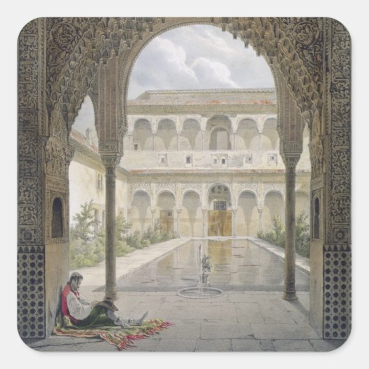 Das Gericht der Alberca in der Alhambra, Granada, Quadratischer Aufkleber (Vorderseite)