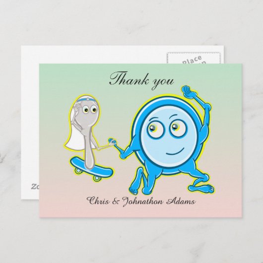 Das Gericht lief mit der Hochzeit des Löffels weg. Postkarte (Vorne/Hinten)