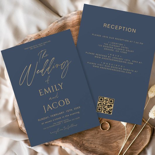 Das gesamte Budget in einem Navy Blue Gold Wedding