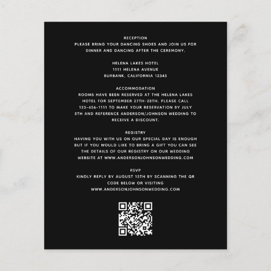 Das gesamte Budget in einem QR-Code für Hochzeitsf (Rückseite)