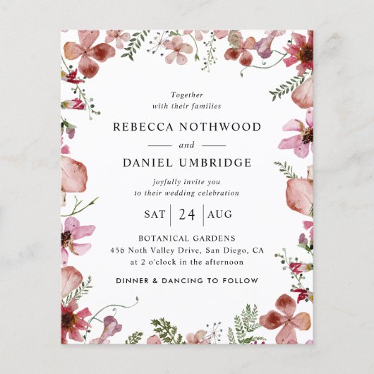 Das gesamte Budget in einer Blume Hochzeitsfeier (Vorderseite)