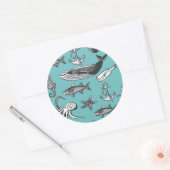 Das gesamte Meeresmuster Runder Aufkleber (Umschlag)