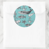 Das gesamte Meeresmuster Runder Aufkleber (Tasche)