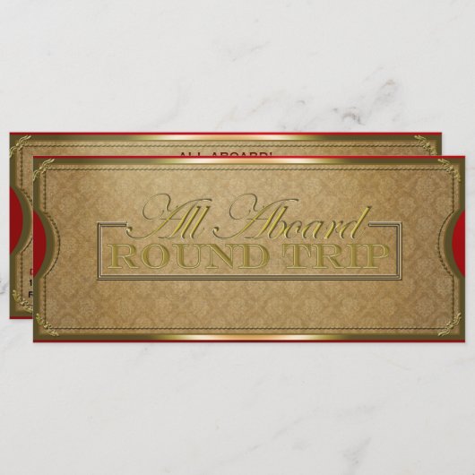 Das gesamte Party des Red & Gold Weihnachtszugs Einladung (Vorne/Hinten)