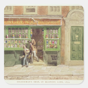Das Geschäft des Colourmans, St Martin Weg, 1829 Quadratischer Aufkleber