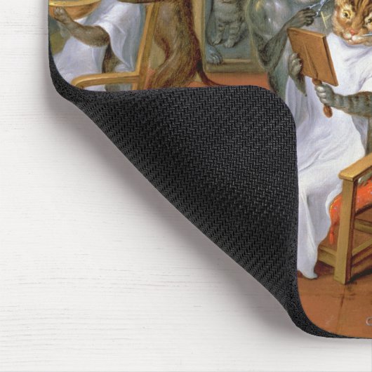 Das Geschäft des Friseurs mit Affen und Katzen Mousepad (Ecke)