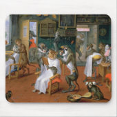 Das Geschäft des Friseurs mit Affen und Katzen Mousepad (Vorne)